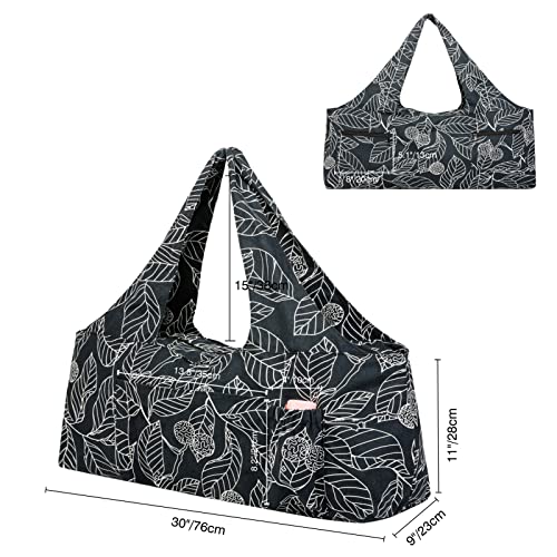 KUAK Extra Large Yoga Mat Bag with Zippered Top & 5 Pockets - Premium Canvas Tote with Yoga Mat Carrying Strap for Pilates, Gym, Fitness Block & Gear