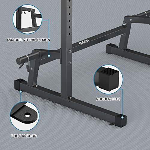 BEKING Squat Rack,All-in-ONE Power Rack Cage with Pull Up Bar,Adjustable Power Cage with Barbell Rack & Weight Plate Storage,Strength Training Workout Station for Home Gym Fitness,Space-Saving Design - color: Squat Rack