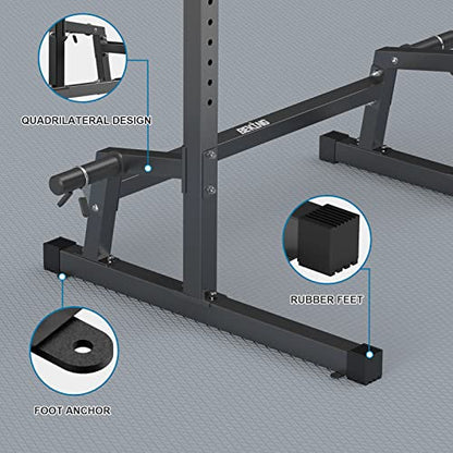 BEKING Squat Rack,All-in-ONE Power Rack Cage with Pull Up Bar,Adjustable Power Cage with Barbell Rack & Weight Plate Storage,Strength Training Workout Station for Home Gym Fitness,Space-Saving Design - color: Squat Rack