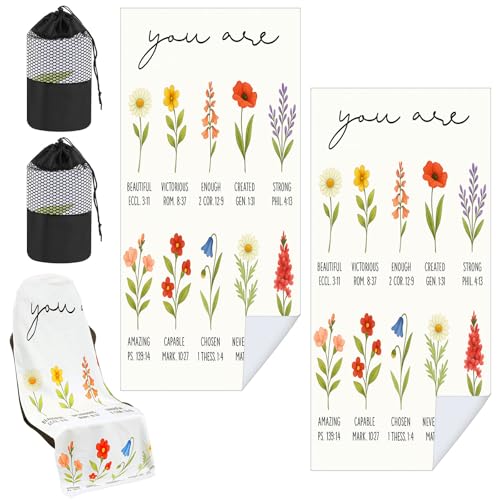 Hahafelt 2 Pack Car Seat Towel Cover with Storage Bag, Christian Floral | 63 x 32 in Car Towel Seat Cover Non Slip Waterproof, Gym Workout Swimming Running, Machine Washable Sweat Absorbent Protector - style: Christian Floral