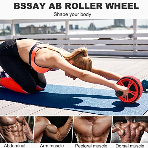 Ab Roller Wheel, Abs Workout Equipment for Abdominal & Core Strength Training, Exercise Wheels for Home Gym Fitness, Wider Ab Machine with Knee Pad Accessories