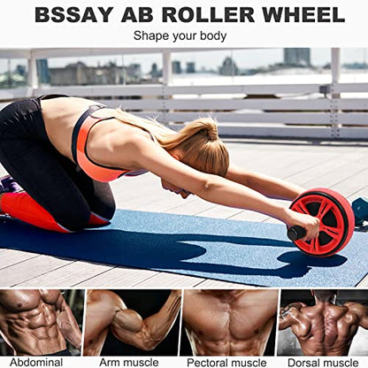Ab Roller Wheel, Abs Workout Equipment for Abdominal & Core Strength Training, Exercise Wheels for Home Gym Fitness, Wider Ab Machine with Knee Pad Accessories