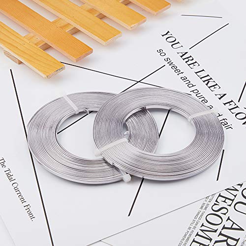 BENECREAT 32 Feet 2 Rolls 3mm Wide Primary Color Flat Jewelry Craft Wire 18 Gauge Aluminum Wire for Bezel, Sculpting, Armature, Jewelry Making