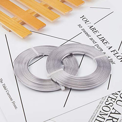 BENECREAT 32 Feet 2 Rolls 3mm Wide Primary Color Flat Jewelry Craft Wire 18 Gauge Aluminum Wire for Bezel, Sculpting, Armature, Jewelry Making