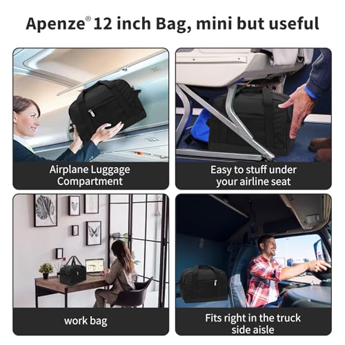 Apenze Small Gym Bag,12 inch Carry On Bag - color: Black, size: 12 inch