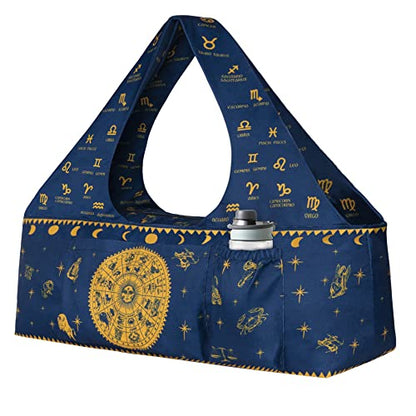 Yoga Mat Bag - Large Yoga Bag with Yoga Mat Strap, Zipper and Pockets - Yoga Bags and Carriers Fits All Your Stuff - Personalized Yoga Mat Bags for Women Fits Most Size Mats - color: Astrology