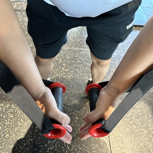 Resistance Band Handles, 2 Pack Heavy Duty Cable Machine Grips - color: Red