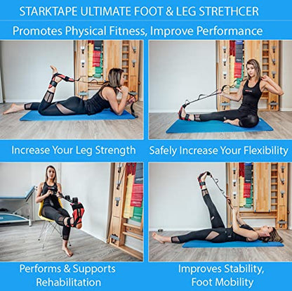 Fitness Foot and Leg Stretcher for Plantar Fasciitis, Improve Strength, Balance Stretches and Achilles Tendonitis, Stretch Loops for Hamstring, Quad, and Calf Pain Relief (Blue) - color: Blue