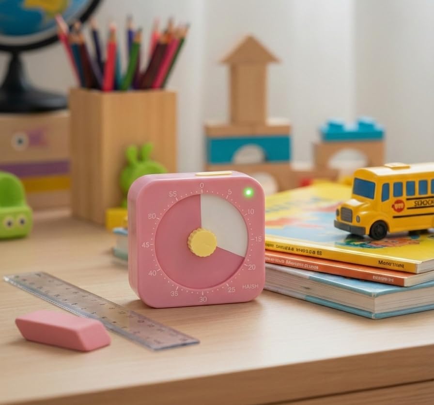 60 Minute Visual Timer for Kids - Premium Countdown Timer with Magnetic Back & Pause Function, Silent Operation for Classroom Teaching Home, Time Management Tool(Batteries Included) (Pink) - color: Pink