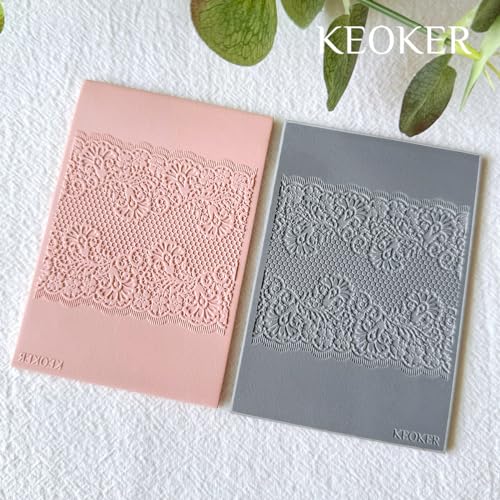 KEOKER Lace Polymer Clay Texture Sheets - Works with Clay Cutter, Same as Texture Roller for Polymer Clay (C) - color: C