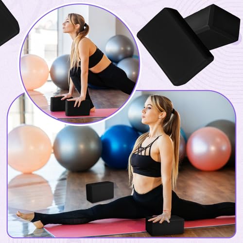 Wettarn 6 Pack Yoga Blocks 9 x 6 x 4 Inch EVA Foam, Lightweight | Non Slip, Yoga Props Accessories for Pilates, Stretching and Meditation - color: Black