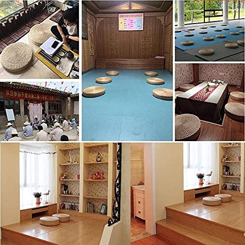 HUAWELL Japanese Style Handcrafted Eco-Friendly Breathable Padded Knitted Straw Flat Seat Cushion, Hand Woven Tatami Cushion Best for Zen, Yoga Practice or Buddha Meditation (15.8) - size: 15.8