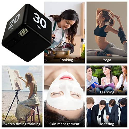 Feilifan Flip Timer, Productivity Cube Timer, 15-20-30-60 Minute Preset - color: 15-20-30-60min,black