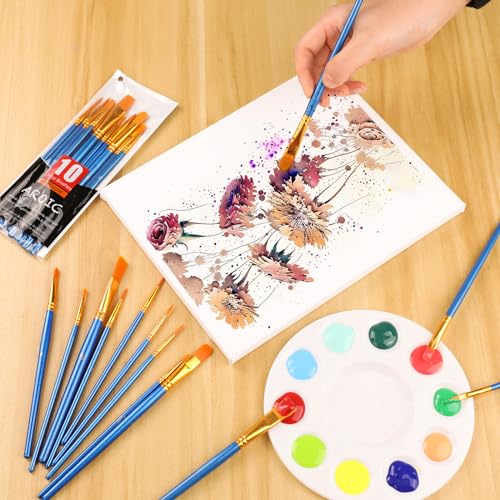 AROIC Acrylic Paint Brush Set, 12pack/120pcs Nylon Hair Paint Brushes | Oil Painting Rock Body Painting, Artist Amateur Craft Paint Brushes Supplies, Children Adult Painting Small Paint Brush Set - size: 120pcs-blue