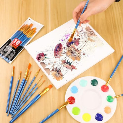 AROIC Acrylic Paint Brush Set, 24pack/240pcs Nylon Hair Paint Brushes | Acrylic Painting, Artist Craft Paint Brushes Supplies, Kid Adult Watercolor Oil Paint Brush Kit - size: 240pcs-blue