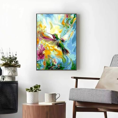 OJTOYART Hummingbird Paint by Numbers Kit for Adults,Paint Canvas 16x20In | Color by Numbers for Adults,Acrylic Watercolor Oil Colorful Home Decor - color: MT23225