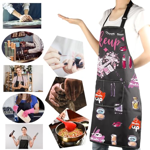 MBMSO Makeup Artist Aprons with Pockets Makeup Apron for Artist Esthetician Gift Cosmetology Student Gift Aprons - color: Makeup Artist Apron-black
