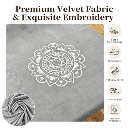 Meditation Cushion Set with High-Density Foam : 26.4" Large Floor Pillow for Yoga, Meditation, Sitting，Zafu & Zabuton Removable Washable Luxe Velvet Cover