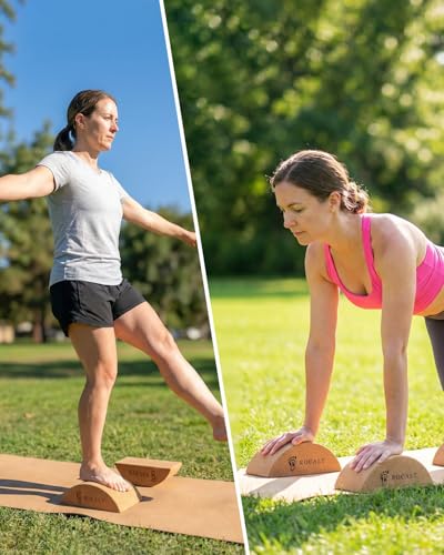 Rocalt Cork Yoga Blocks, Half Moon Foot and Calf Stretching Tool