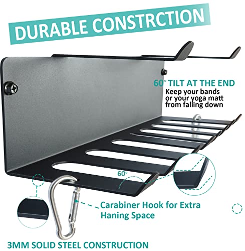 Multi-Purpose Gym Storage Rack Resistance Bands Holder Home Gym Accessories Storage Fitness Bands Rack Heavy Duty Hooks for Resistance Bands, Straps, Jump Ropes, Foam Rollers, Chains