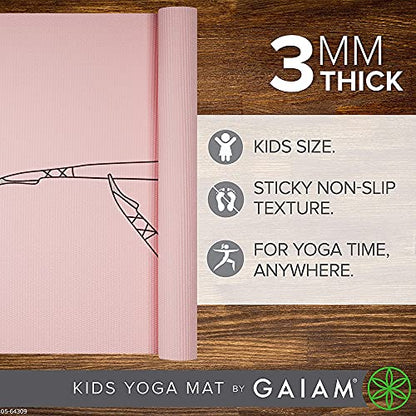 Gaiam Kids Printed Yoga Mat, Non-Toxic, Fun Design, 3mm - color: Ballerina