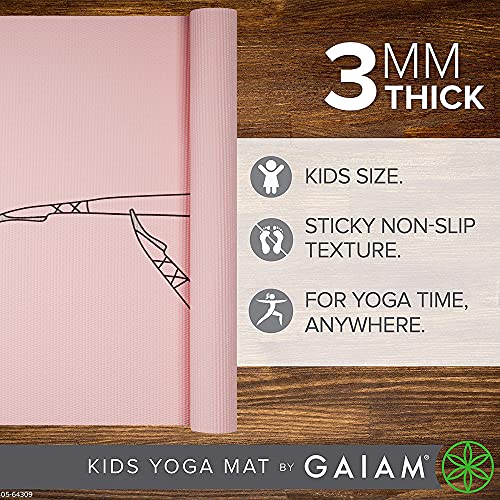 Gaiam Kids Printed Yoga Mat, Non-Toxic, Fun Design, 3mm - color: Ballerina