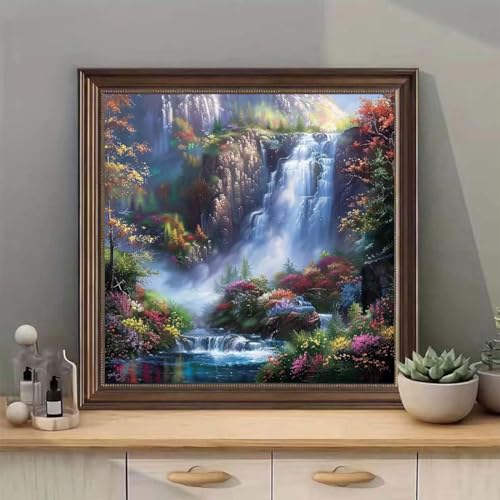 SHICERNHJ 5D Diamond Painting Kits for Adults Beginner,Waterfall Landscape Diamond Art Kits,DIY Full Drill Diamond Painting Kits Arts and Crafts for Adults Home Wall Deco 14 x 14 Inch - color: SH147