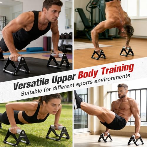 Push Up Stand, Pushup Handles for Strength Training, Heavy-duty Stainless Steel Push Up Bars Gym Exercise Equipment, Hold Up to 500lbs, 1 Pair - color: Aluminum handle Black 02