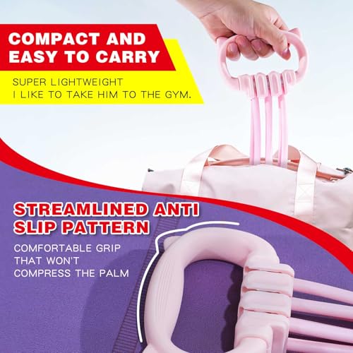 6 Gear Adjustable Resistance Bands, Fitness Resistance Bands Exercise Bands with Comfort Grips, Unisex, for Arms, Chest Extender, Home Workout, Fitness, Pilates - color: Pink