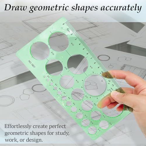 2-Pack Circle Template Geometry Rulers – Durable Drawing Stencils for Drafting, Design, and School Projects