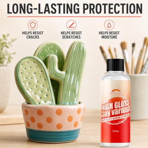 Clay Glaze, Air Dry & Polymer Clay Glaze Sealer & High Gloss Clear Varnish | Waterproof, Non-Toxic & Anti-Cracking, for Air Dry Clay, Polymer Clay, Oven Baked, Pottery, Modeling & Ceramic Clay