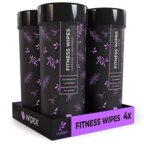 Wipex Natural Fitness Equipment Wipes, 75ct Lavender & Vinegar Cleaner, Gym Wipe for Equipment, Bulk Size for Everyday Use, 75 Count (Pack of 4) - size: 75 Count (Pack of 4)