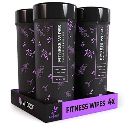 Wipex Natural Fitness Equipment Wipes, 75ct Lavender & Vinegar Cleaner, Gym Wipe for Equipment, Bulk Size for Everyday Use, 75 Count (Pack of 4) - size: 75 Count (Pack of 4)