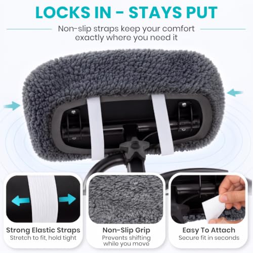 Vive Mobility Knee Scooter Pad Cover - Soft Adult Sheepskin Memory Foam - color: Gray