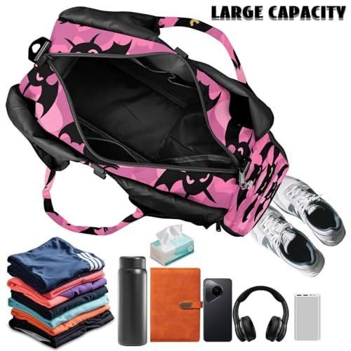 Gym Bag with Yoga Mat Holder Large Tote Bag With Multi Pockets for Women Men Dry Wet Separated Pocket Carryall Yoga Tote Bag for Pilates Travel Workout Office - color: Bat Print