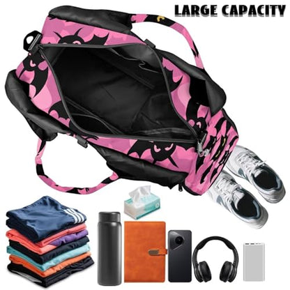 Gym Bag with Yoga Mat Holder Large Tote Bag With Multi Pockets for Women Men Dry Wet Separated Pocket Carryall Yoga Tote Bag for Pilates Travel Workout Office - color: Bat Print
