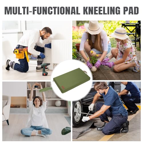 HappyPicnic Extra Thick Kneeling Pad, 1 Pack, Green, 17.5 x 11 x 2in | Soft High-density Foam knee Support, with Handle, Easy to Clean, for Gardening, Yoga, Prayer, Housework, Exercise - color: Green