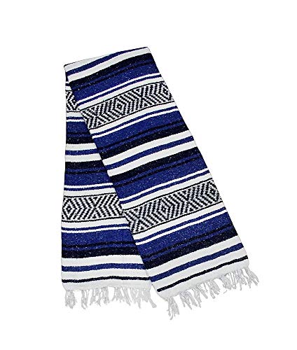 $averPak BodyForge Authentic Mexican Falsa Yoga Blanket (Blue/Black/White) - color: Blue/Black/White