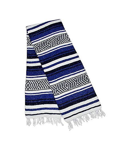 $averPak BodyForge Authentic Mexican Falsa Yoga Blanket (Blue/Black/White) - color: Blue/Black/White