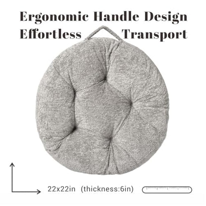 Floor Cushion Pillow, Portable Large - color: Round, Gray