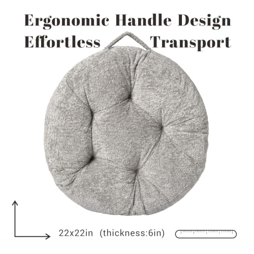Floor Cushion Pillow, Portable Large - color: Round, Gray