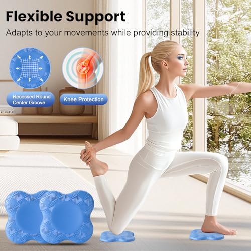 2 Pack Yoga Knee Pads Mat Set - Extra Thick Foam Kneeling Pad Cushion for Knees, Elbows, Wrists, Head - Yoga Essentials for Women Men, Non-Slip Pilates, Meditation, Floor Workouts - color: Blue