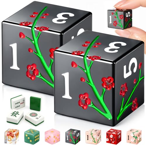 2 Pcs Mahjong Dice Metal, Classic, Black | D6 Mah Jong Dice,Standard Size Mahjong Dice, Durable Material, Replacement for Lost Dice, Board Game Mahjong Supplies - color: Black, size: Classic