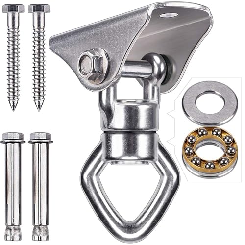 BeneLabel 800LB Capacity Swing Hanger with Bearing Swivel Stainless Steel Ceiling Mount Hanging Kit for Aerial Silks, Swings, Hammocks, Hanging Chair, Heavy Bag - color: Square Base Hanger(1 Pack)