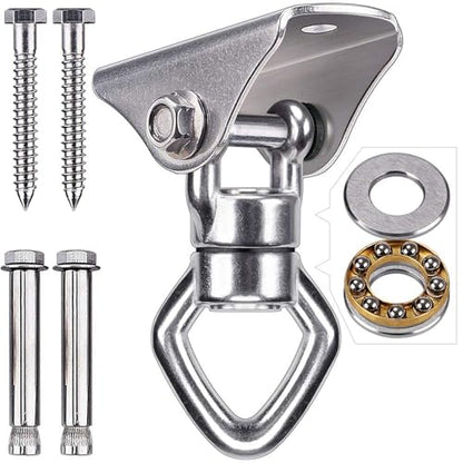 BeneLabel 800LB Capacity Swing Hanger with Bearing Swivel Stainless Steel Ceiling Mount Hanging Kit for Aerial Silks, Swings, Hammocks, Hanging Chair, Heavy Bag - color: Square Base Hanger(1 Pack)