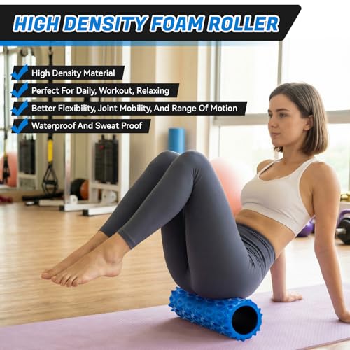 Foam Roller for Deep Tissue Massager High Density Massage Roller | Exercise Patented Roller for Muscle Massage and Myofascial Trigger Point Release Back Roller Improves Mobility (15" Blue) - color: Blue