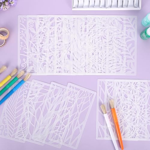 18 Pcs Stencils for Painting Mixed Size Texture Stencils Reusable Designs Featuring Crackle Wood Grain Waves Brick Wall and Bubble Patterns for Painting on Wall Canvas and DIY Projects - style: Style 2