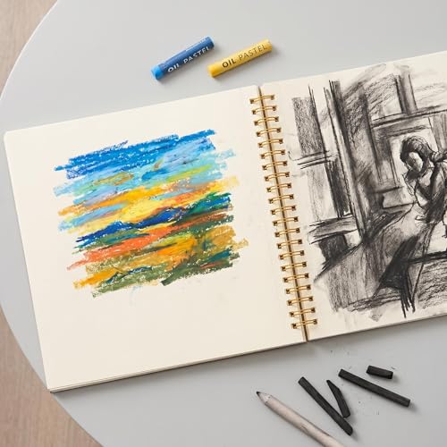 Sketch Book for Kids 8.27 x 11.4 Inch Hardcover Spiral Bound Sketch Pad, 60 Sheets 130gsm Thick Paper, Art Drawing Book for Children（ 1PCS） - color: Sunflower