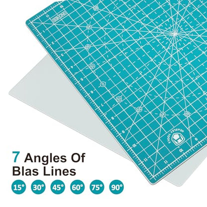 Headley Tools 12"x12" Rotating Cutting Mat, Self Healing Mat with 360-Degree Rotation & Anti-Slip Base, Sewing Board Cutting Mat Perfect for Fabric Quilting Leather Hobby Project, Turquoise - color: Turquoise, size: 12"L x 12"W