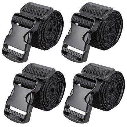 MAGARROW 65" 1.5" Utility Straps with Buckle Adjustable, 4-Pack (Black) - color: Black, size: 1.5 in x 5.4 ft